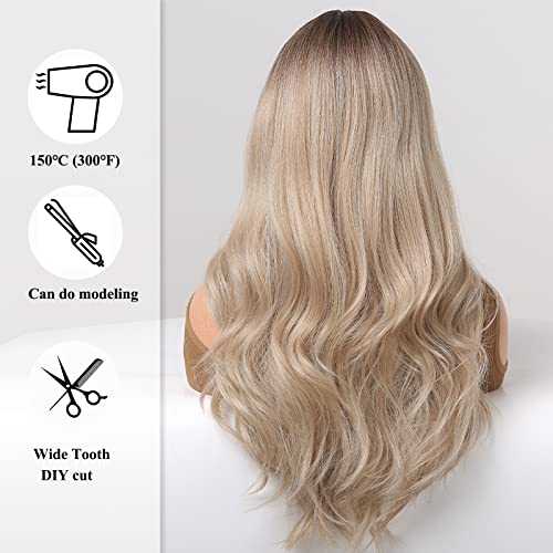 Beige Blonde Long Wavy Wig with bangs - Image 5