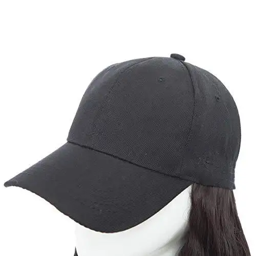 Black Baseball Cap with 19 Inch Wavy Hair Extensions - Image 12