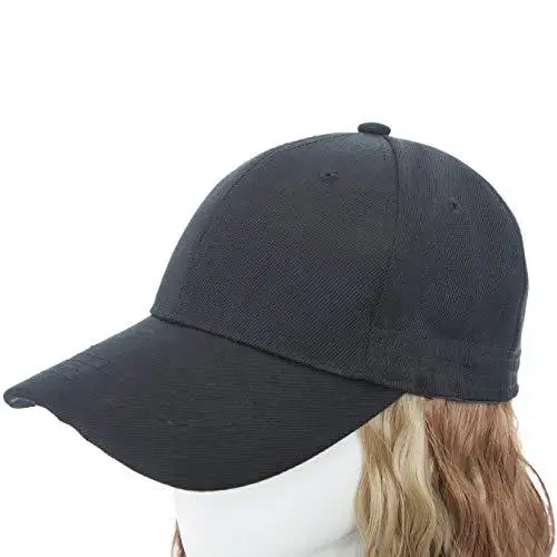 Black Baseball Cap with 19 Inch Wavy Hair Extensions - Image 17