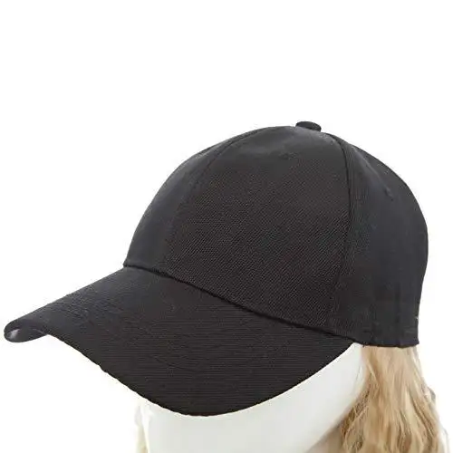 Black Baseball Cap with 19 Inch Wavy Hair Extensions - Image 29