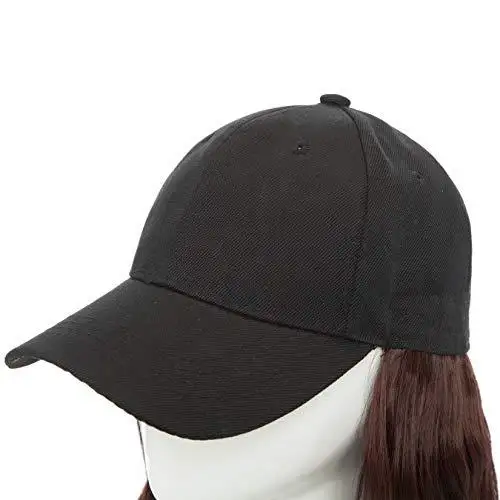 Black Baseball Cap with 19 Inch Wavy Hair Extensions - Image 33