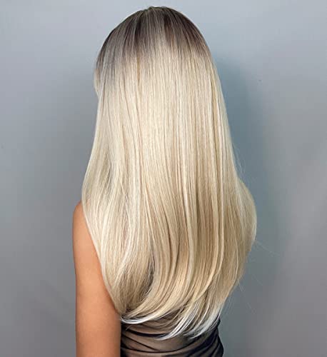 Blonde Wavy 22 Inch  Hair Wig with Curtain Bangs - Image 4