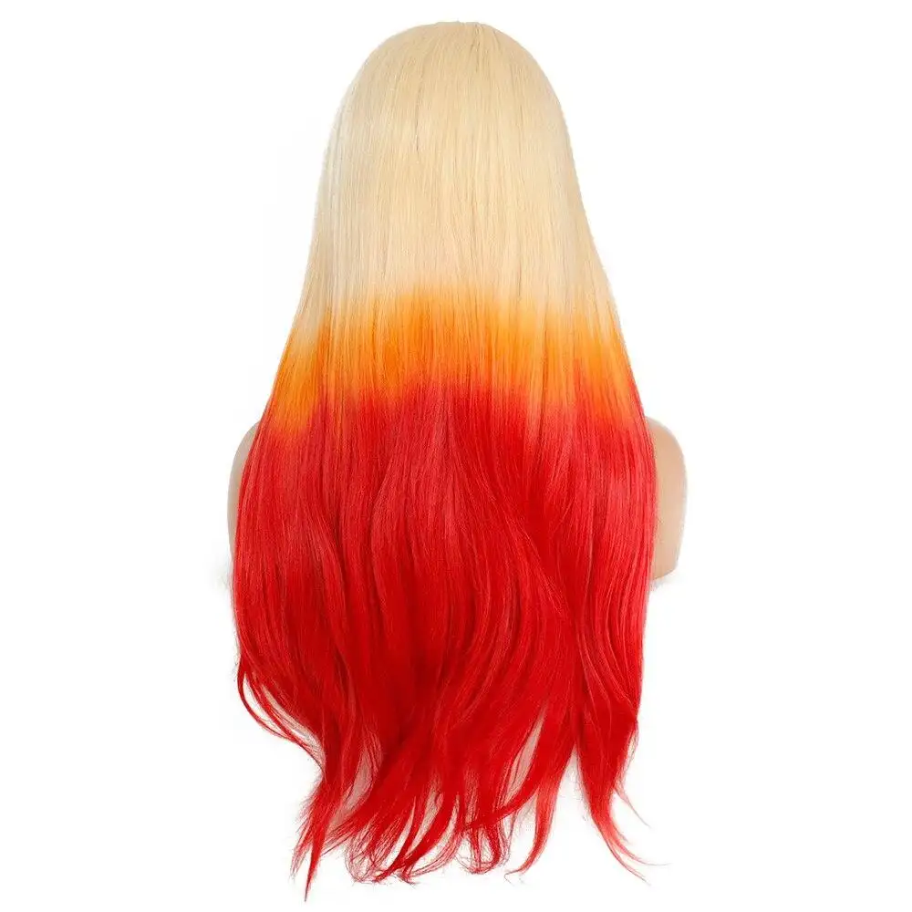 Blonde Yellow Ombre Red 3 Tone Cosplay Wig - Image 4