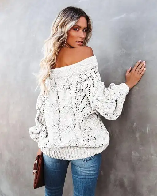 Bohemian Off the Shoulder Fashion Sweater - Image 3