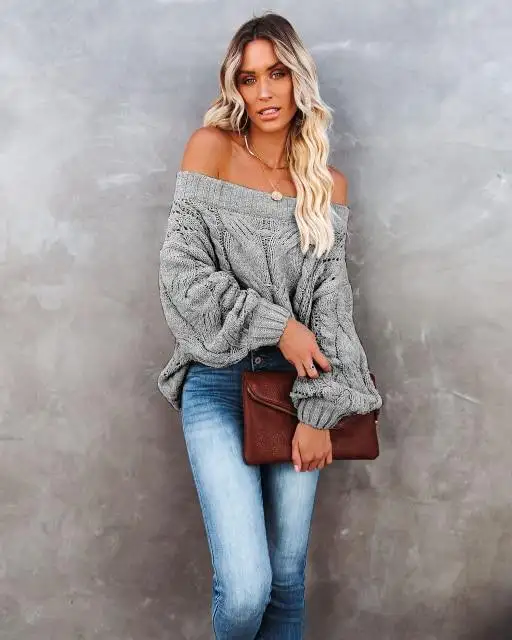 Bohemian Off the Shoulder Fashion Sweater - Image 4