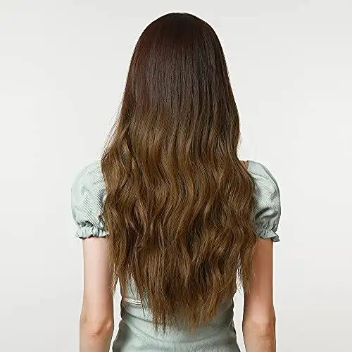 Brown Blend Heat-resistant wig with bangs - Image 3
