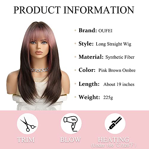 Brown Pink Blend Layered Heat Resistant Wig - Image 2