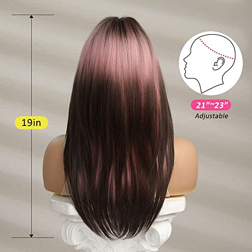 Brown Pink Blend Layered Heat Resistant Wig - Image 4