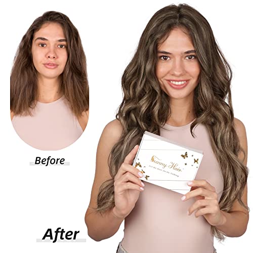 Caramel Blonde Highlighted Pre Bond Human Hair Nano Tip Extensions - Image 5