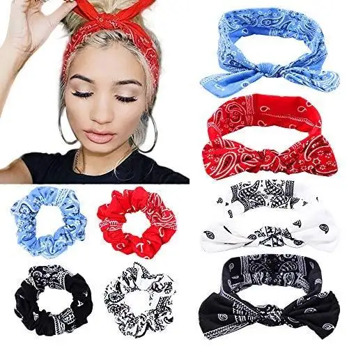 Paisley Printed Fashion Headband & Hair Scrunchies Accessories Set - Image 3