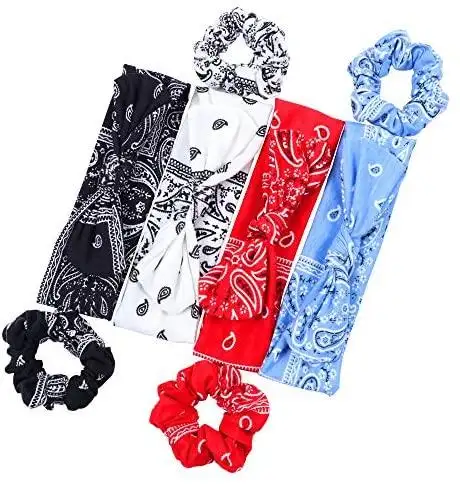 Paisley Printed Fashion Headband & Hair Scrunchies Accessories Set - Image 7