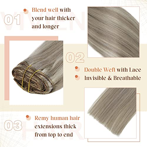 Clip in Balayage Chocolate Brown to Caramel Blonde and Brown Human  Hair Extensions - Image 10