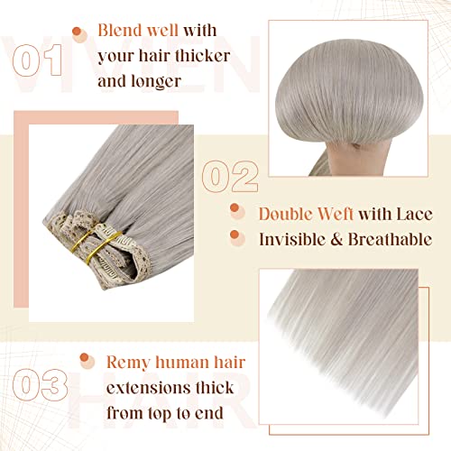 Clip in Balayage Chocolate Brown to Caramel Blonde and Brown Human  Hair Extensions - Image 16