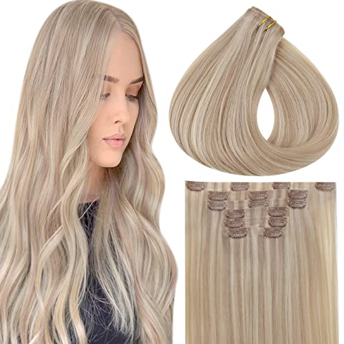 Clip in Balayage Chocolate Brown to Caramel Blonde and Brown Human  Hair Extensions - Image 18