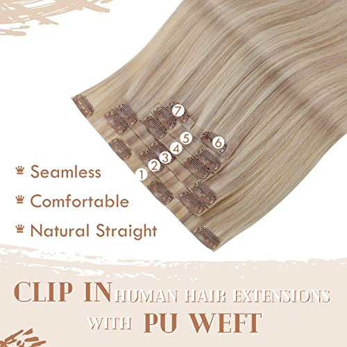 Clip in Balayage Chocolate Brown to Caramel Blonde and Brown Human  Hair Extensions - Image 19
