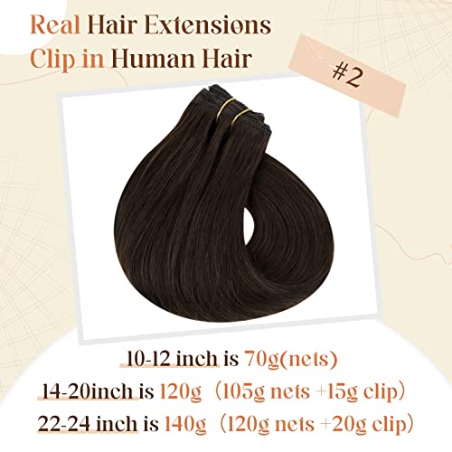 Clip in Balayage Chocolate Brown to Caramel Blonde and Brown Human  Hair Extensions - Image 36