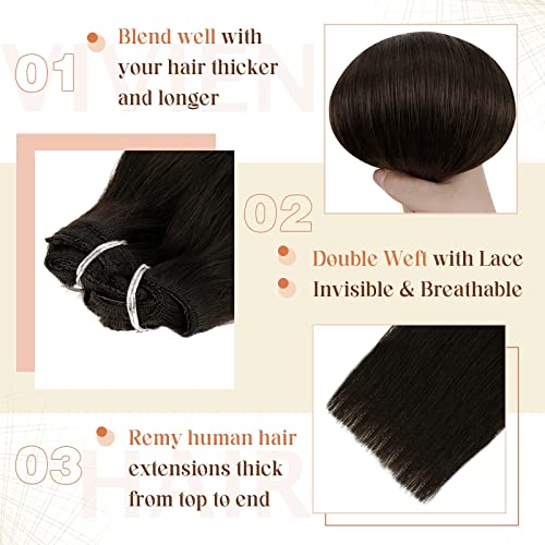 Clip in Balayage Chocolate Brown to Caramel Blonde and Brown Human  Hair Extensions - Image 38