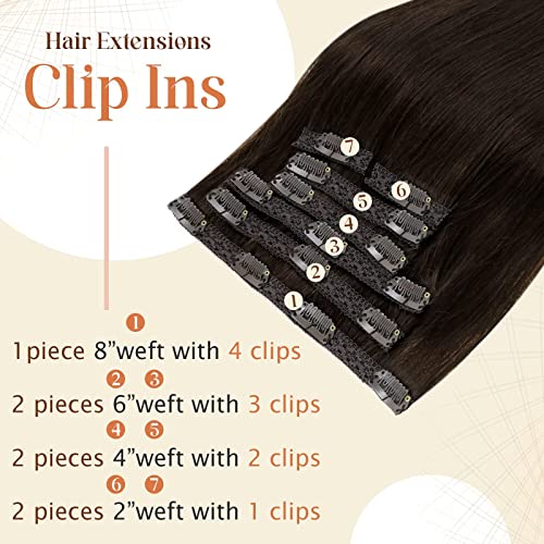 Clip in Balayage Chocolate Brown to Caramel Blonde and Brown Human  Hair Extensions - Image 39