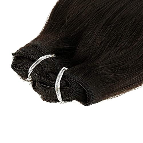 Clip in Balayage Chocolate Brown to Caramel Blonde and Brown Human  Hair Extensions - Image 40