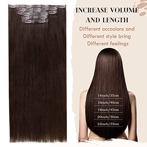 Clip in Balayage Chocolate Brown to Caramel Blonde and Brown Human  Hair Extensions - Image 58