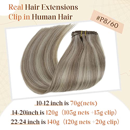 Clip in Balayage Chocolate Brown to Caramel Blonde and Brown Human  Hair Extensions - Image 66