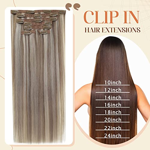 Clip in Balayage Chocolate Brown to Caramel Blonde and Brown Human  Hair Extensions - Image 67