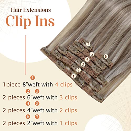 Clip in Balayage Chocolate Brown to Caramel Blonde and Brown Human  Hair Extensions - Image 69