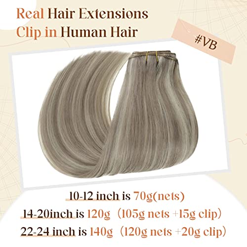 Clip in Balayage Chocolate Brown to Caramel Blonde and Brown Human  Hair Extensions - Image 8