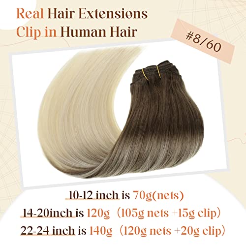 Clip in Balayage Chocolate Brown to Caramel Blonde and Brown Human  Hair Extensions - Image 82