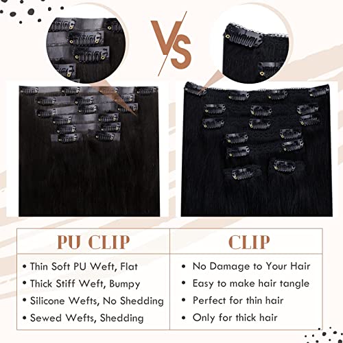 Clip in Balayage Chocolate Brown to Caramel Blonde and Brown Human  Hair Extensions - Image 90