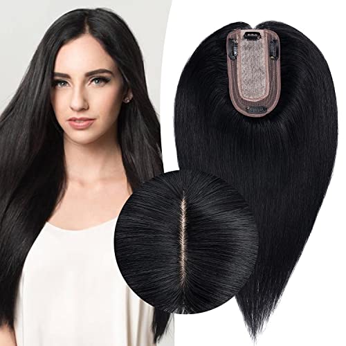 Clip in Hair Topper Human Hair with Silk Base Hairpiece - Image 103