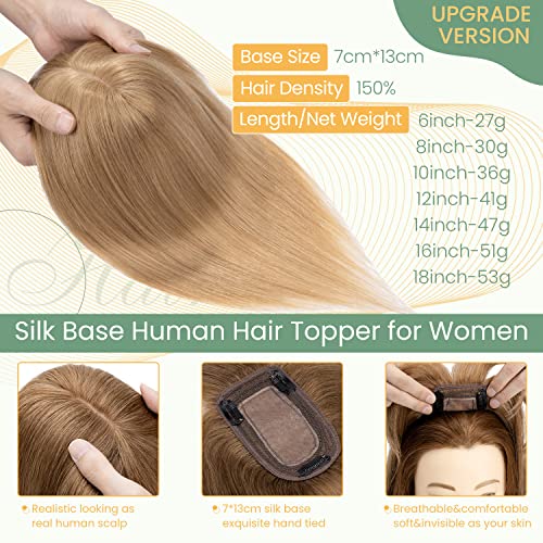 Clip in Hair Topper Human Hair with Silk Base Hairpiece - Image 105