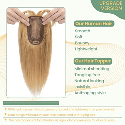 Clip in Hair Topper Human Hair with Silk Base Hairpiece - Image 106