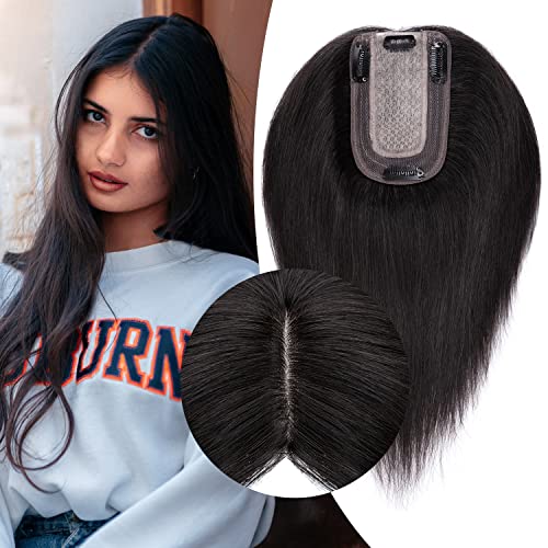 Clip in Hair Topper Human Hair with Silk Base Hairpiece - Image 110