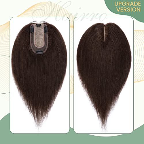 Clip in Hair Topper Human Hair with Silk Base Hairpiece - Image 17
