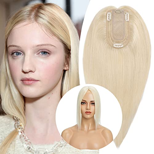 Clip in Hair Topper Human Hair with Silk Base Hairpiece - Image 24
