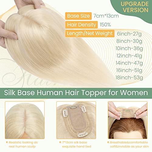 Clip in Hair Topper Human Hair with Silk Base Hairpiece - Image 25