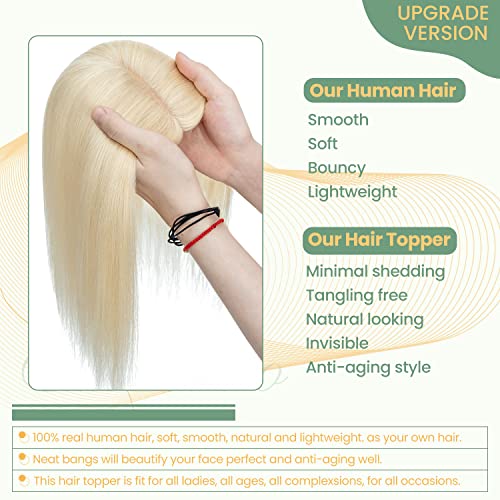 Clip in Hair Topper Human Hair with Silk Base Hairpiece - Image 27