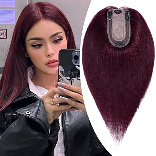 Clip in Hair Topper Human Hair with Silk Base Hairpiece - Image 29