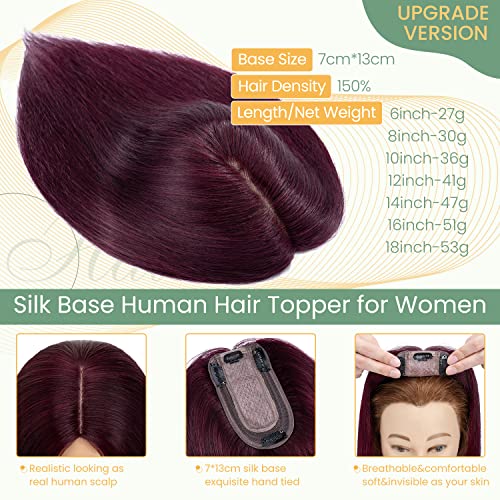 Clip in Hair Topper Human Hair with Silk Base Hairpiece - Image 30