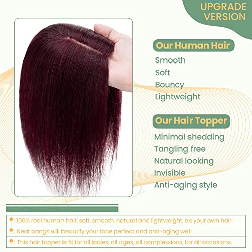 Clip in Hair Topper Human Hair with Silk Base Hairpiece - Image 32