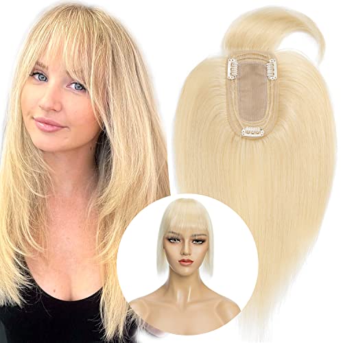 Clip in Hair Topper Human Hair with Silk Base Hairpiece - Image 34