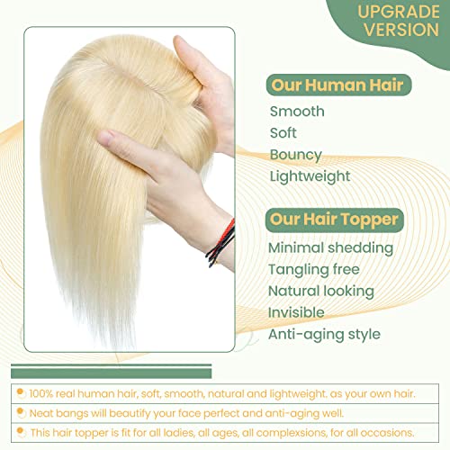 Clip in Hair Topper Human Hair with Silk Base Hairpiece - Image 35