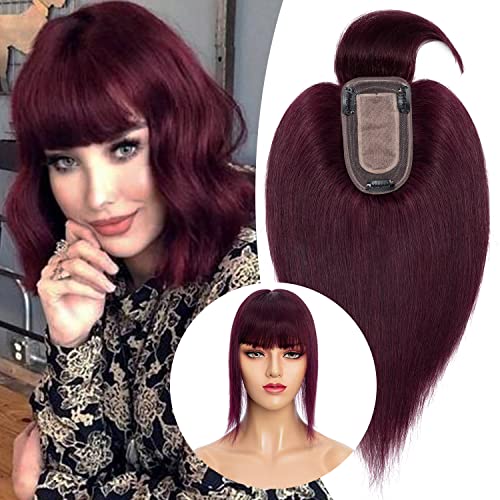 Clip in Hair Topper Human Hair with Silk Base Hairpiece - Image 39