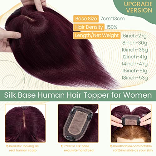 Clip in Hair Topper Human Hair with Silk Base Hairpiece - Image 40