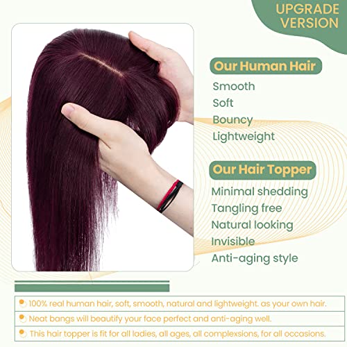 Clip in Hair Topper Human Hair with Silk Base Hairpiece - Image 42
