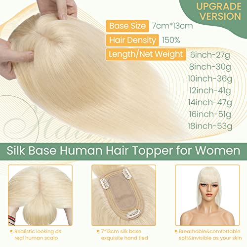 Clip in Hair Topper Human Hair with Silk Base Hairpiece - Image 47