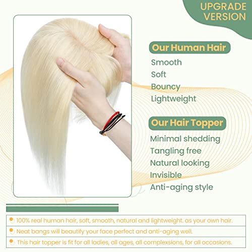 Clip in Hair Topper Human Hair with Silk Base Hairpiece - Image 48