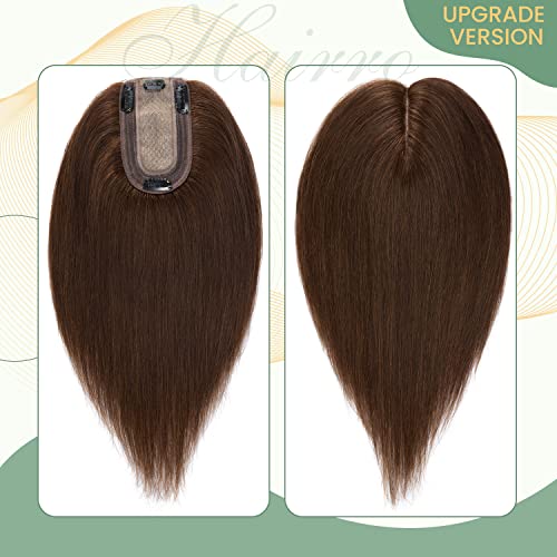 Clip in Hair Topper Human Hair with Silk Base Hairpiece - Image 5