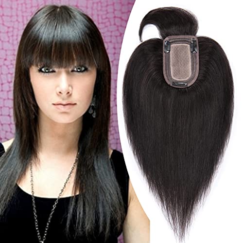 Clip in Hair Topper Human Hair with Silk Base Hairpiece - Image 52